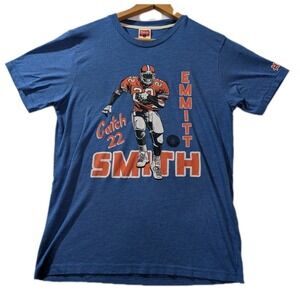 Homage Emmitt Smith Catch 22 Graphic T-Shirt Blue Small NFL Retro Tee